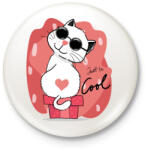 printfashion Menő macska - Kitűző, hűtőmágnes - Fehér (4807768)