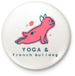 printfashion Jógázó francia bulldog - Kitűző, hűtőmágnes - Fehér (9469978)