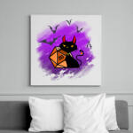 printfashion Halloween Cica - Vászonkép - Fehér (6638057)