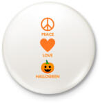 printfashion Peace Love Halloween - Kitűző, hűtőmágnes - Fehér (14082194)
