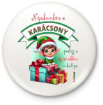 printfashion Karácsonyi manófiú - Kitűző, hűtőmágnes - Fehér (14967392)