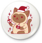 printfashion Karácsonyi cica - Kitűző, hűtőmágnes - Fehér (11287131)