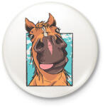 printfashion Vicces ló - Kitűző, hűtőmágnes - Fehér (16021750)