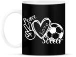 printfashion Peace love soccer - Bögre - Fekete (10781110)