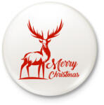 printfashion Deer Merry Christmas - Kitűző, hűtőmágnes - Fehér (3082938)