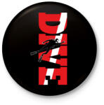 printfashion Dive - Búváros, piros, fehér - Kitűző, hűtőmágnes - Fekete (6990838)