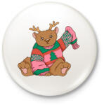 printfashion Karácsonyi maci - Kitűző, hűtőmágnes - Fehér (15214279)