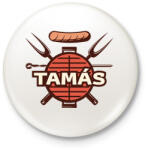 printfashion BBQ - Névvel - Kitűző, hűtőmágnes - Fehér (6293146)