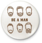 printfashion Be a man - Szakállas minta - Kitűző, hűtőmágnes - Fehér (6840433)