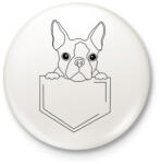 printfashion Rajzolt Boston terrier zsebben - Kitűző, hűtőmágnes - Fehér (7098057)