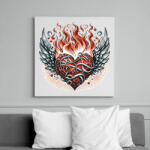 printfashion Lángoló Szív - Vászonkép - Fehér (15945157)