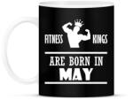 printfashion Fitnessz királyok májusban születtek - Bögre - Fekete (1402654)