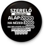 printfashion Szerelő óradíjak - Kitűző, hűtőmágnes - Fekete (9400738)