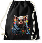 printfashion Cool pig - Sportzsák, Tornazsák - Fekete (14713500)