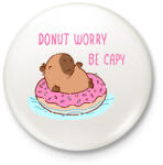 printfashion Donut worry be capy (rózsaszín) - Kitűző, hűtőmágnes - Fehér (13814647)