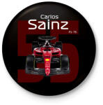 printfashion Carlos Sainz 55 autóversenyző - fehér felirat - Kitűző, hűtőmágnes - Fekete (16041423)