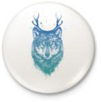 printfashion Deer wolf - Kitűző, hűtőmágnes - Fehér (3073469)