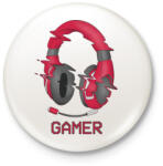 printfashion Gamer fejhallgató - Kitűző, hűtőmágnes - Fehér (4372929)