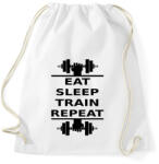 printfashion EAT SLEEP TRAIN REPEAT - Sportzsák, Tornazsák - Fehér (956211)