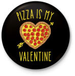 printfashion Pizza is my valentine - Kitűző, hűtőmágnes - Fekete (3100869)