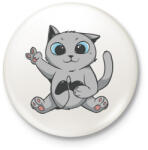 printfashion Cica gamer - Kitűző, hűtőmágnes - Fehér (4240049)