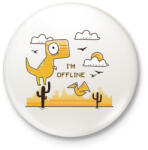 printfashion Google - Dínós játék - I am offline - Kitűző, hűtőmágnes - Fehér (4359498)