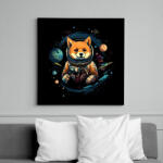 printfashion Shiba asztranauta - Vászonkép - Fekete (14034530)