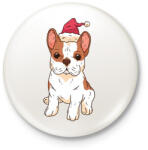 printfashion Bulldog karácsony - Kitűző, hűtőmágnes - Fehér (6385862)