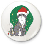 printfashion Karácsonyi cica - Kitűző, hűtőmágnes - Fehér (5570308)