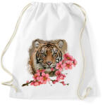 printfashion Tigris virággal - Sportzsák, Tornazsák - Fehér (13895407)