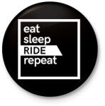 printfashion Eat sleep ride repeat - Kitűző, hűtőmágnes - Fekete (3098010)