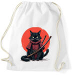 printfashion Szamuráj macska - Sportzsák, Tornazsák - Fehér (16508657)