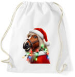 printfashion Vicces karácsonyi party ló - Mikulás ruhában - Sportzsák, Tornazsák - Fehér (15232209)