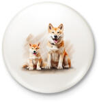 printfashion Akita kutyák - Kitűző, hűtőmágnes - Fehér (16615863)