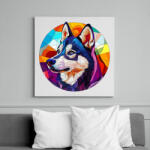 printfashion Ólomüveg Husky - Vászonkép - Fehér (16704625)