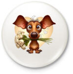 printfashion Tacsi rózsacsokorral - Kitűző, hűtőmágnes - Fehér (15805221)