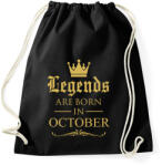 printfashion A legendák októberben születnek - Sportzsák, Tornazsák - Fekete (401238)