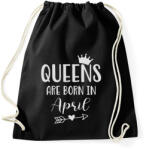 printfashion QUEENS are born in April - Sportzsák, Tornazsák - Fekete (5499148)