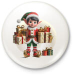 printfashion Karácsonyi manófiú - Kitűző, hűtőmágnes - Fehér (14952929)