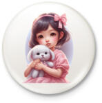 printfashion Kislány - Kitűző, hűtőmágnes - Fehér (14684563)