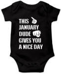 printfashion Ez a januári csávó szép napot kíván neked - Baba Body - Fekete (1366313)