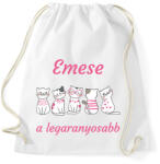 printfashion Aranyos cicás minta - Névvel - Sportzsák, Tornazsák - Fehér (6240776)