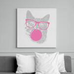 printfashion Szemüveges macska - Vászonkép - Fehér (14955079)
