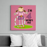 printfashion 4 years old" for girl - Vászonkép - Rózsaszín (13460192)