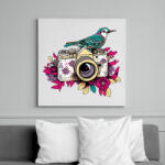 printfashion Vintage fotós virágokkal - Vászonkép - Fehér (13037357)