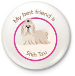 printfashion My best friend - Shih Tzu - Kitűző, hűtőmágnes - Fehér (6299218)