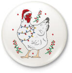 printfashion Karácsonyi csirke - Kitűző, hűtőmágnes - Fehér (5629315)