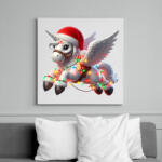 printfashion Karácsonyi Unikornis / Pegazus / póni - Vászonkép - Fehér (15239083)