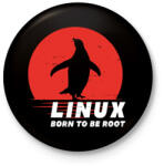 printfashion Linux - Born to be root - Kitűző, hűtőmágnes - Fekete (3531688)