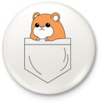 printfashion Rajzolt hörcsög zsebben - Kitűző, hűtőmágnes - Fehér (7105900)